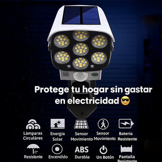 Foco Led Solar Tipo Camara - Ilumina y protege tu casa sin gastar en electricidad ⚡