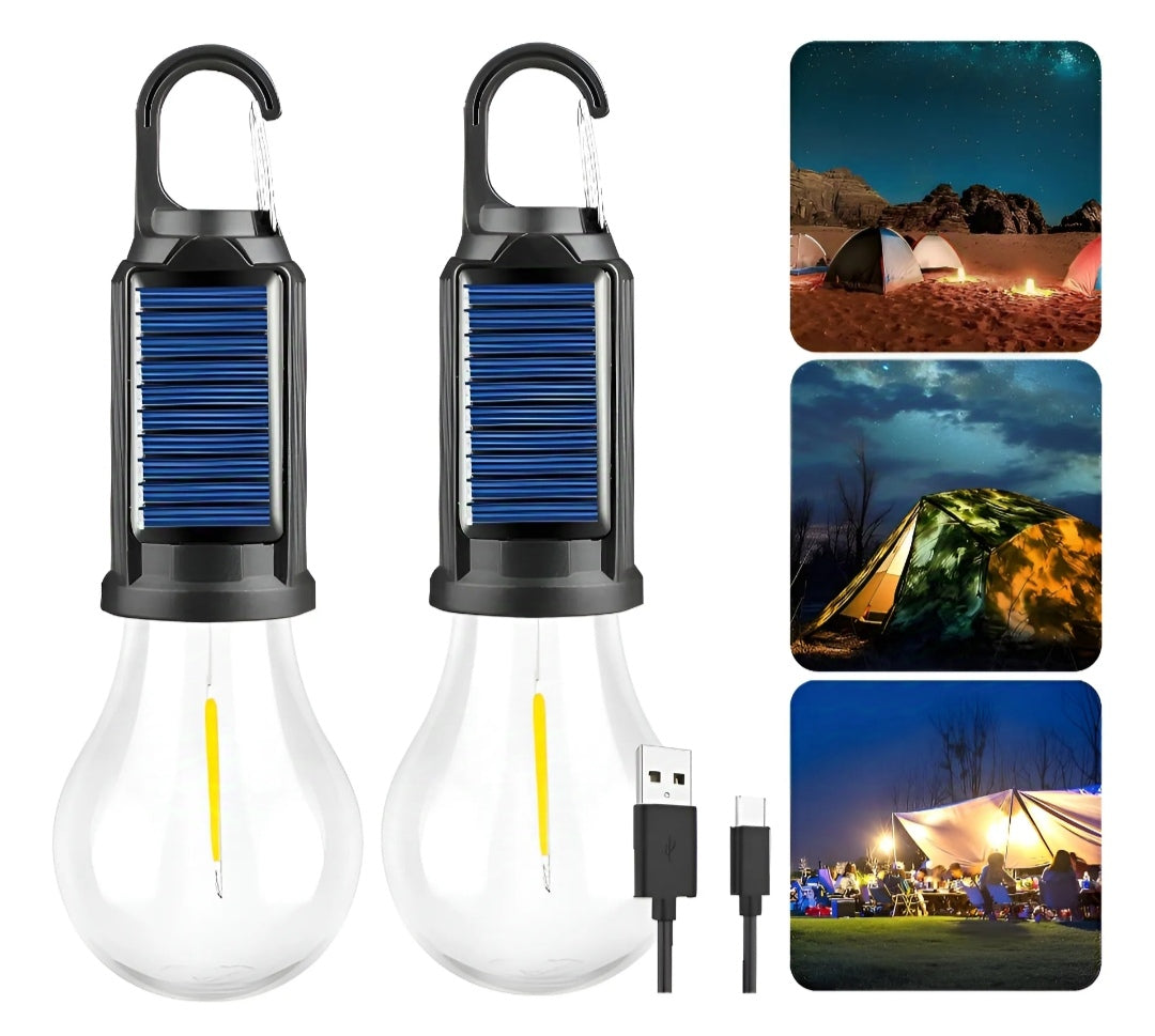 ⚡ Pack Doble: 2 Ampolletas Solares para apagones y aventuras