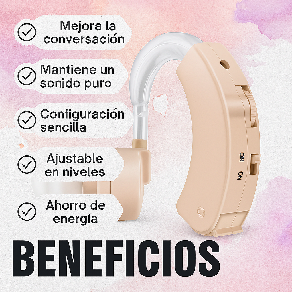 Escucha+ Pro – Amplificador Auditivo Recargable