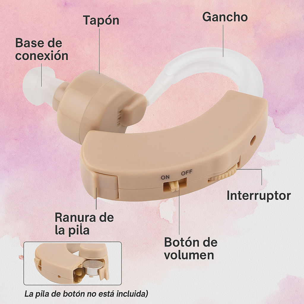 Escucha+ Pro – Amplificador Auditivo Recargable